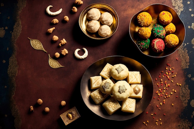 Indian sweets in a variety Cashew and other nuts are used to make Mithi Motichur Laddu Kaju Katli and Maava Barfi Ganesh Chaturthi Happy Diwali Raksha Bandhan and Eid Gifting Suggues are all I