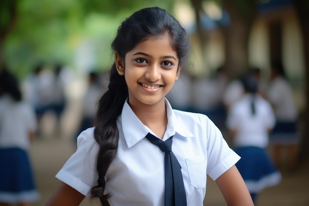 Premium AI Image | Indian teenager school girl standing at school