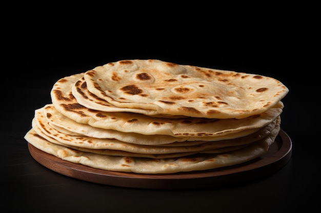 Roti Fulka Paratha라고도 하는 인도 전통 요리 차파티 인도 빵 플랫브레드 통밀 플랫 빵 차파티 밀 플랫 빵 차파티 차파티 또는 격리된 배경의 쿨차