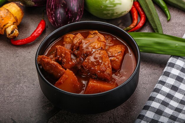 Indian traditional cuisine spicy chicken vindaloo