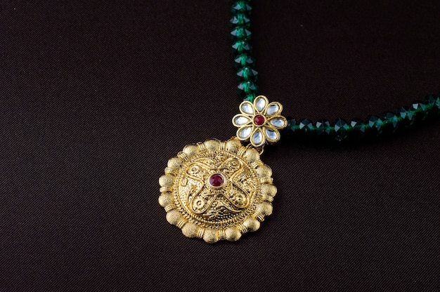 Indian Traditional Jewellery, close up of pendent   