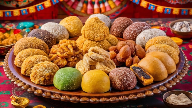 Foto miscelazione tradizionale indiana di cibi dolci