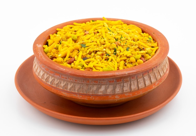 Indian Traditional Namkeen Food on White 