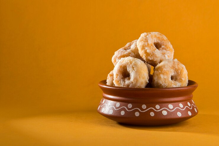 Indian Traditional Sweet Food Balushahi on a yellow