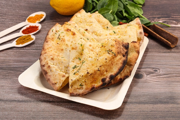 Indian traditional tandoori bread Garlic naan