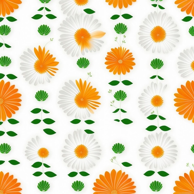 INDIAN TRI COLOR ORANJE WIT EN GROEN bloemenbehang