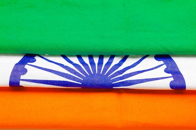 Photo indian tricolor flag over white background