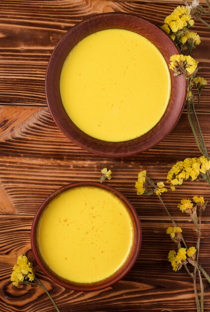 Indian turmeric golden milk drink