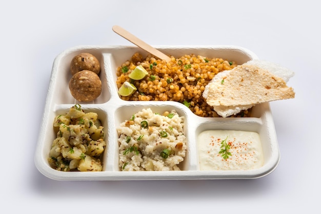 Indian Upwas thali fasting food platter or thali for home delivery or takeaway parcel for any Vrat