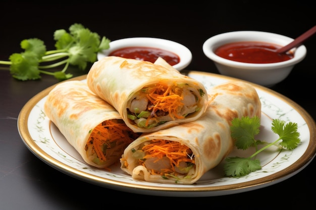 Indian Veg Spring Roll OR Wrap also known as Franky or chapati roll