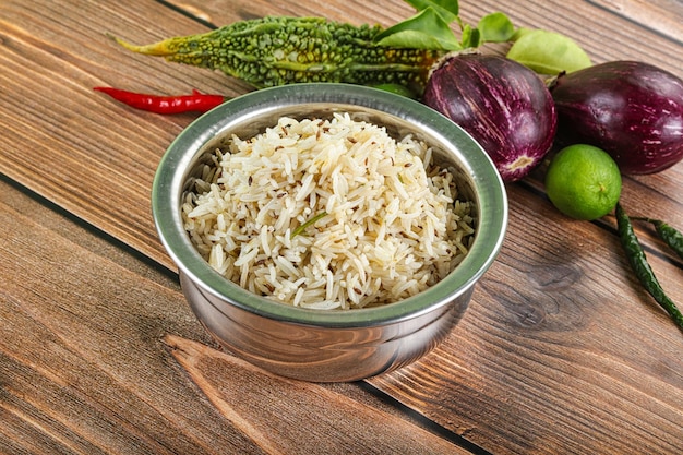 Indian vegan cuisine jeera rice basmati