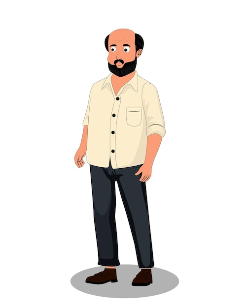 indian village men three quarter view cartoon character design