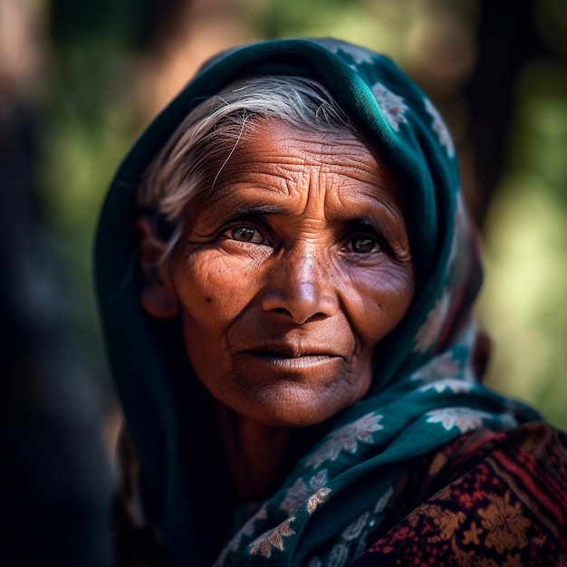 An Indian villager at a gathering in the forests of Himachal Pradesh generative ai