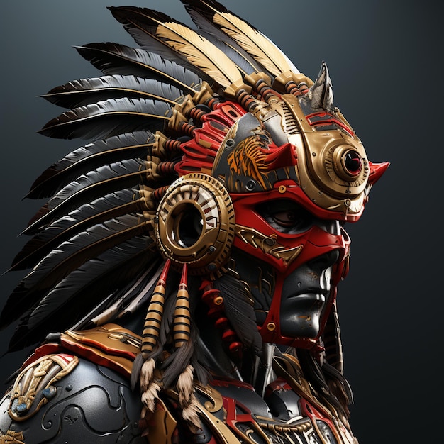 Indian warrior character that is wearing an helmet