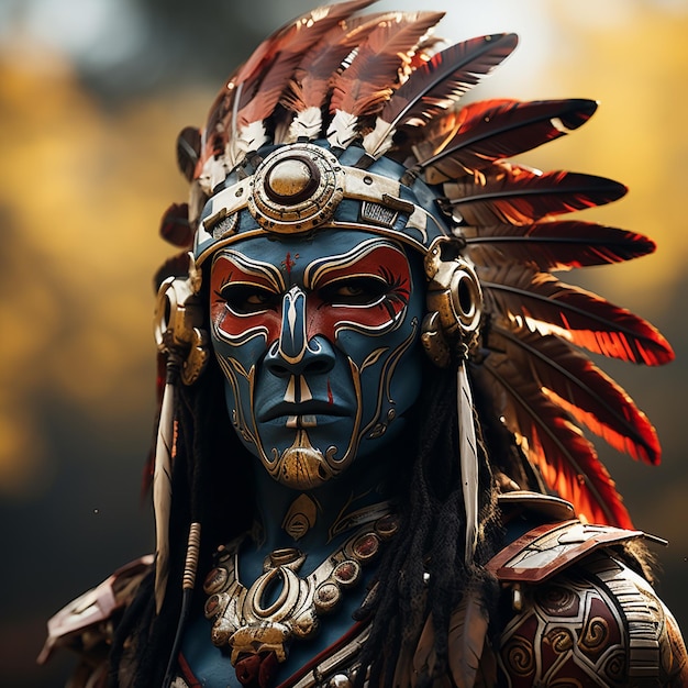 Indian warrior character that is wearing an helmet