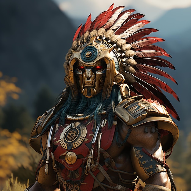 Indian warrior character that is wearing an helmet