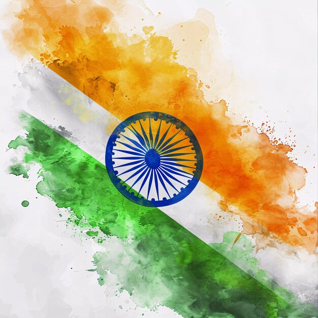 Indian watercolor flag background generative ai