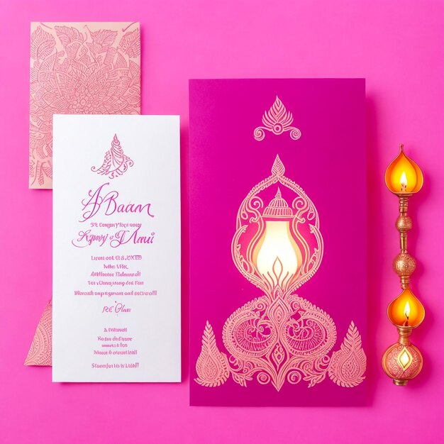 Photo indian wedding card elephant patterned gold and crystals color