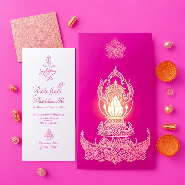 Indian wedding card Elephant patterned gold and crystals color