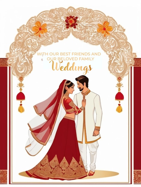 Indian Wedding Invitation Card Bride And Groom