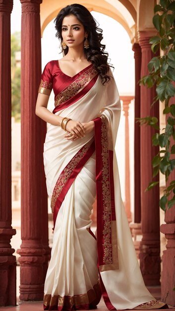 Indian Woman in Beautiful Velvet Saree