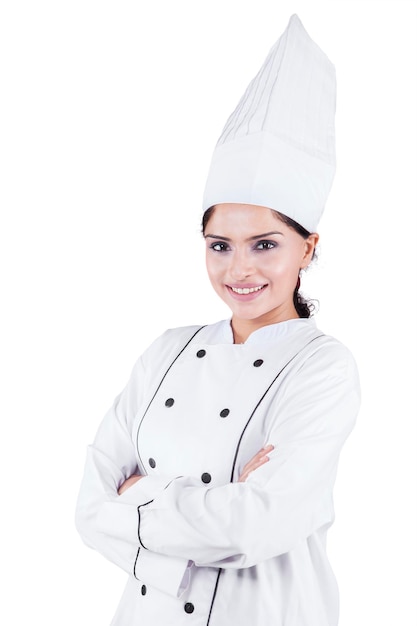 Indian woman chef standing in studio