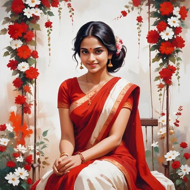 Indian woman in red saree