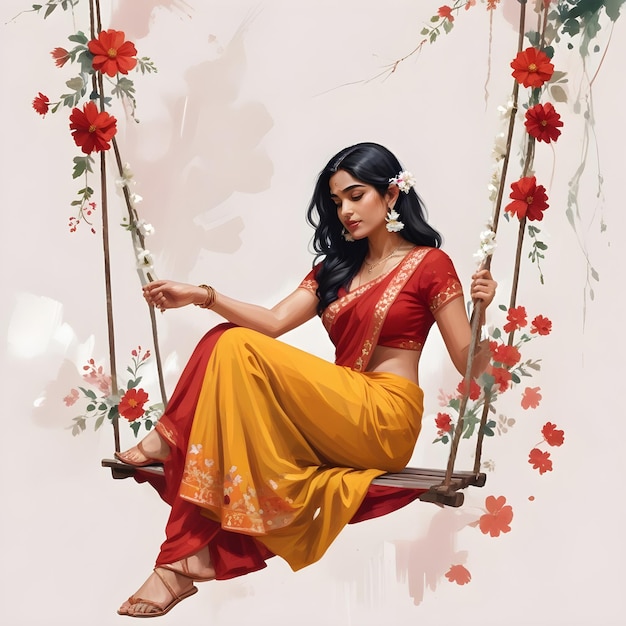 Indian woman in red sari