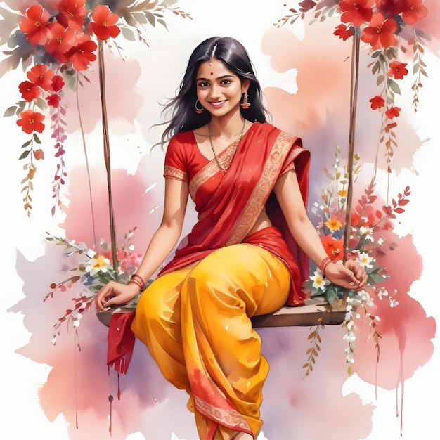 Indian woman in red sari