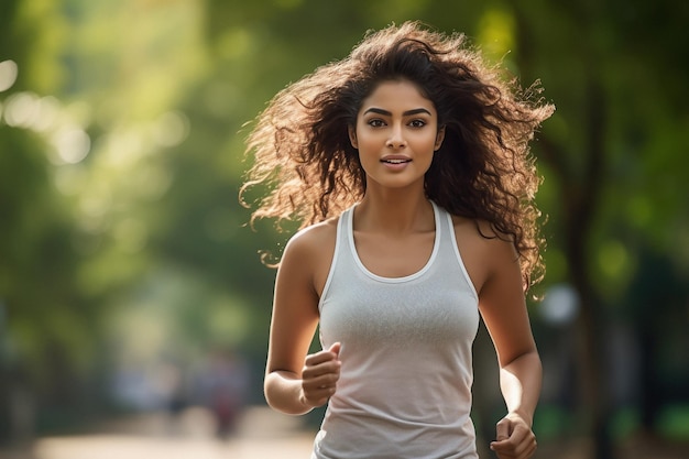 Indian woman running at public park