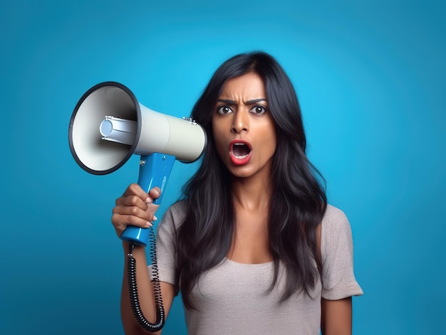 Indian women shouting on megaphone