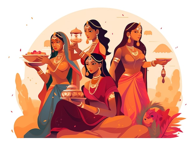 Indian women vector India culture and traditional festival and carnival abstract design