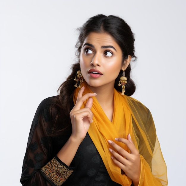 写真 ショッキングな表情のインド人女性