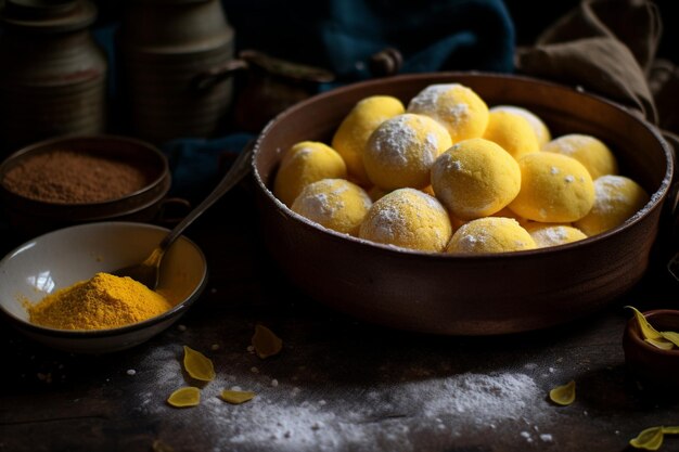 Photo indian yellow sweets also known as peda