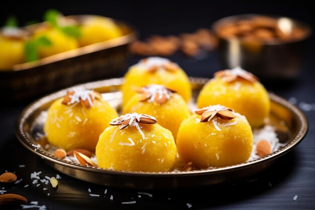 Indian yellow sweets also known as peda