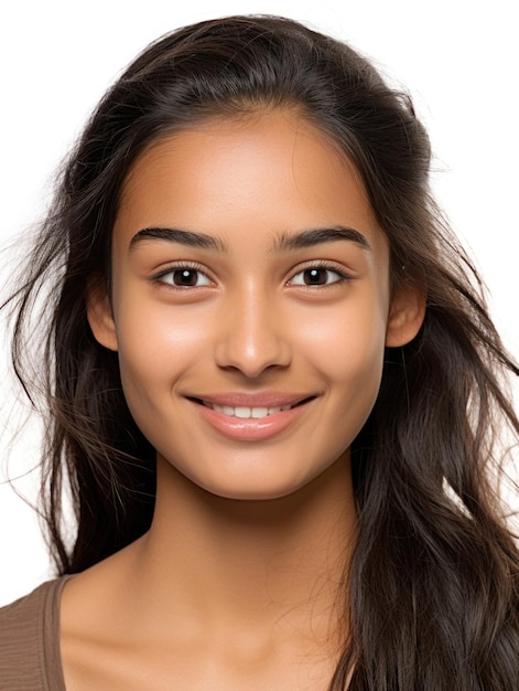 Photo indian young girl face with skin detail