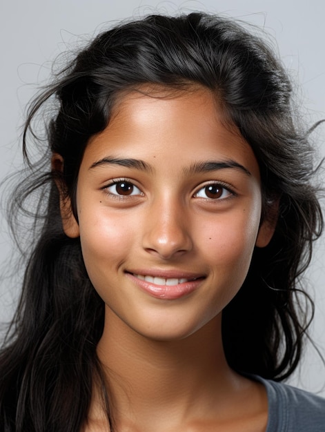 Photo indian young girl face with skin detail