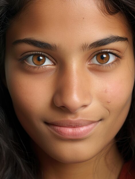 Photo indian young girl face with skin detail