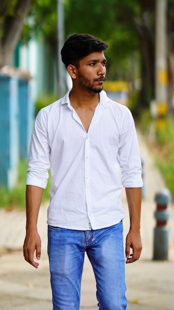 Indian young man side look image