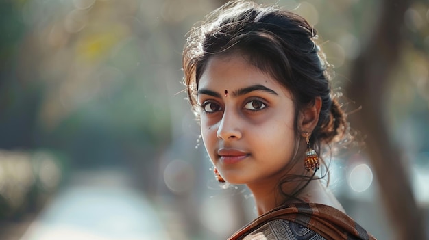 an indian young woman face portrait