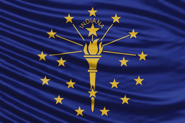 indiana state flag wave close up, indiana flag background