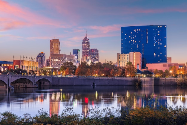 Indianapolis Indiana USA skyline on the White River