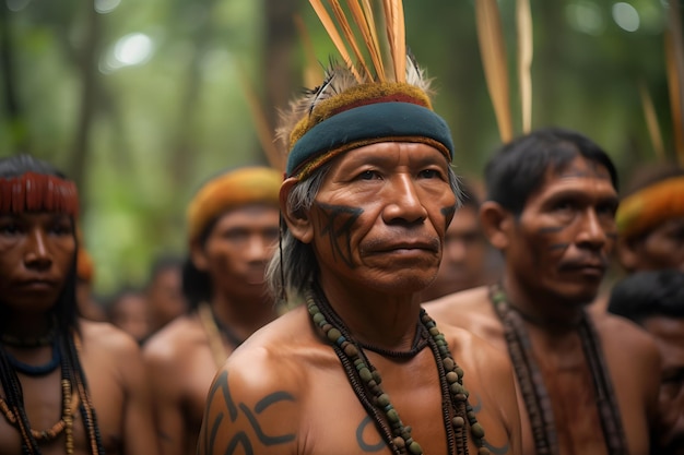 Indians from the Brazilian Amazon of the Dessana ethnic group Neural network AI generated