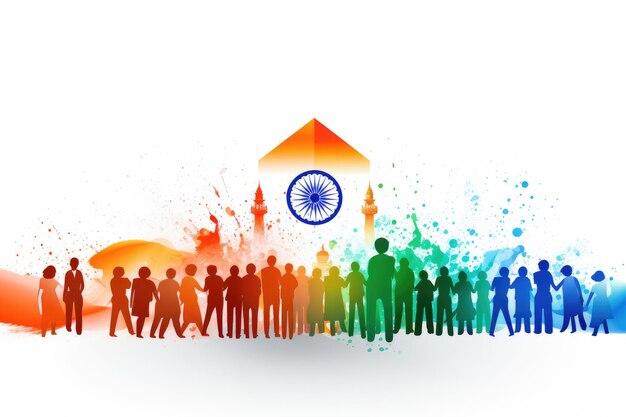 Indians silhouette designs in flag colors Indian Independence Day illustration Generative ai