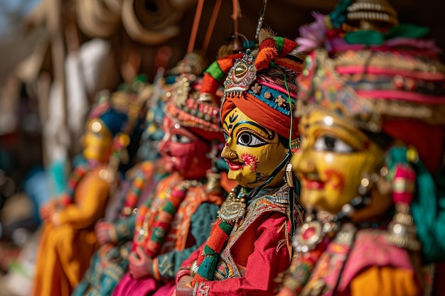 Indiase ambachten en poppen op de Surajkund Craft Fair