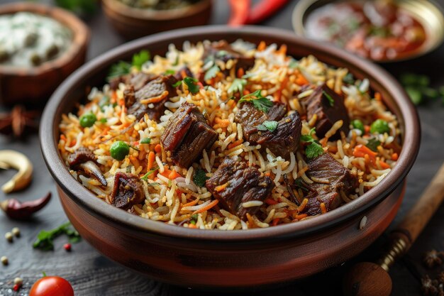 Indiase biryani rijst professionele reclame voedsel fotografie