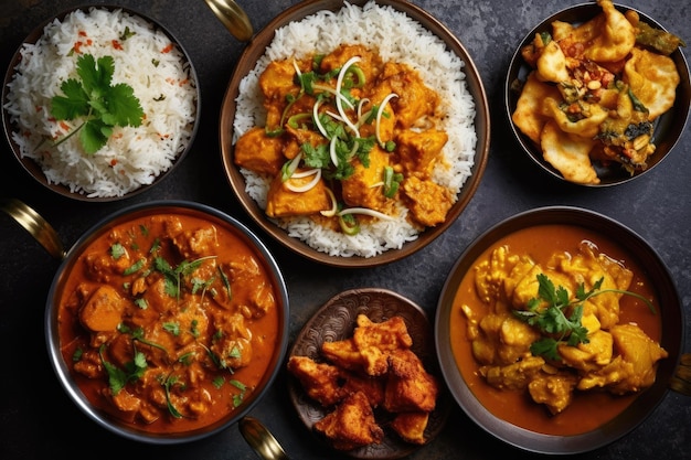 Indiase curry met Mulit categorie Indiase voedingsmiddelen