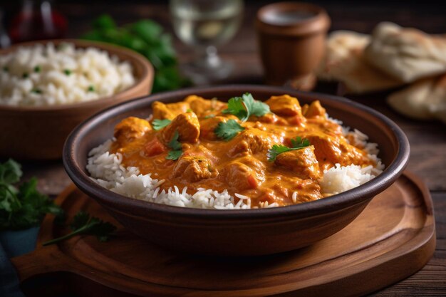 Indiase curry schaal Restaurant dat menu serveert Generatieve AI