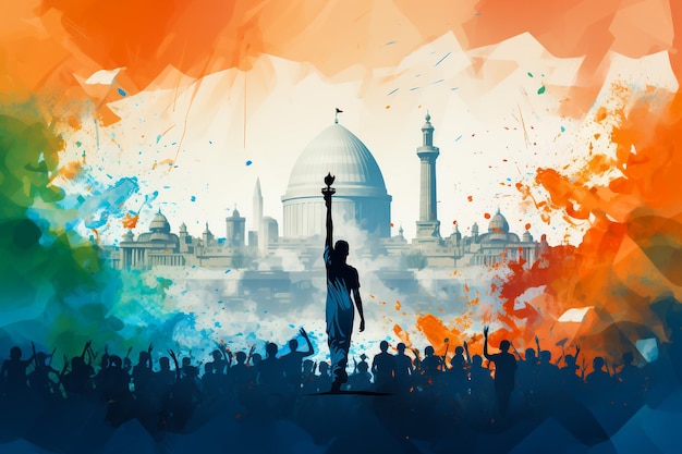 Indiase Dag van de Republiek Achtergrond met Indiase nationale vlag Vector illustratie