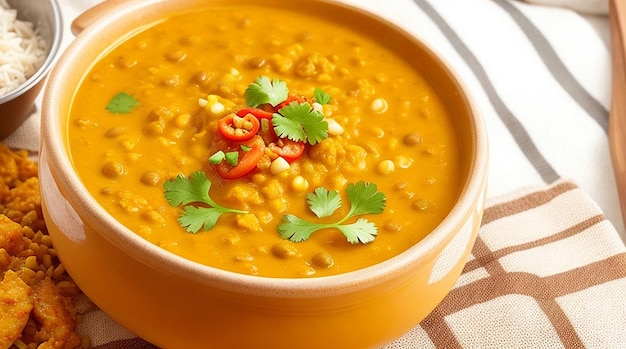 Indiase Dhal pittige curry in kom